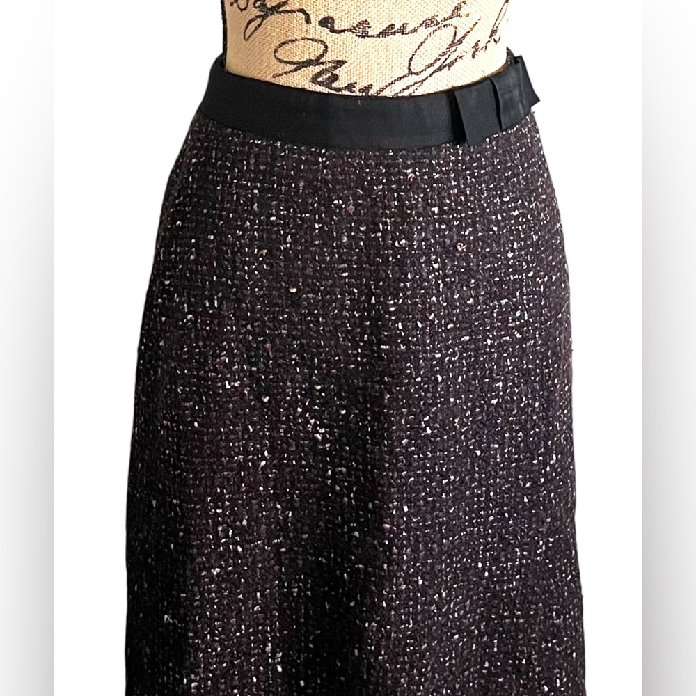 Harold’s Burgundy Tweed Wool Front Side Bow Lined Skirt Size 6